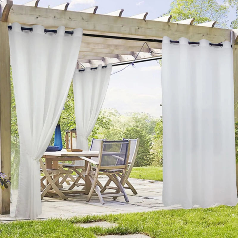 rideau blanc semi translucide pergola extérieure tissu texturé polyester salon japonais coréen