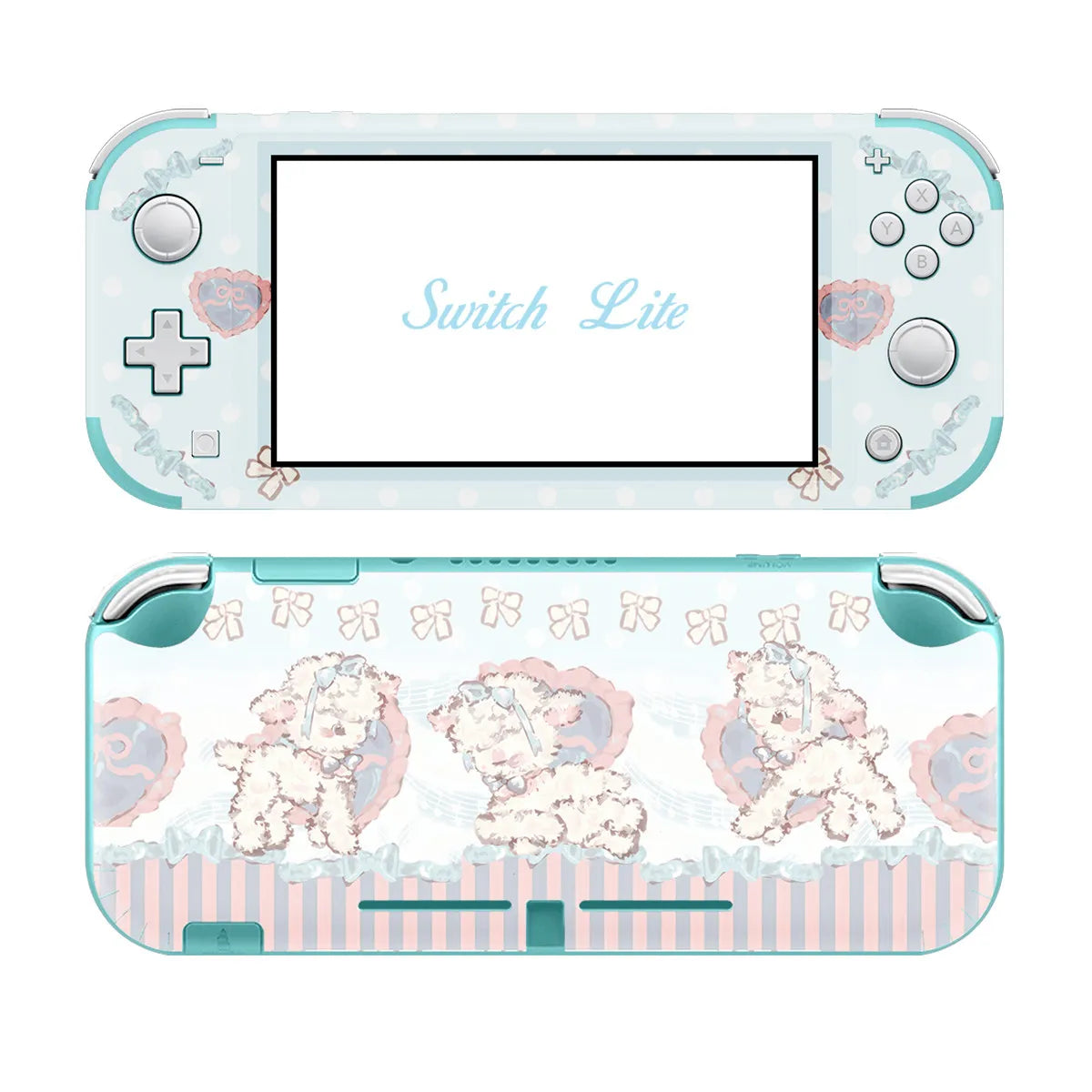 coque protection nintendo switch lite animaux mignons blanc rose bleu adhésif festive