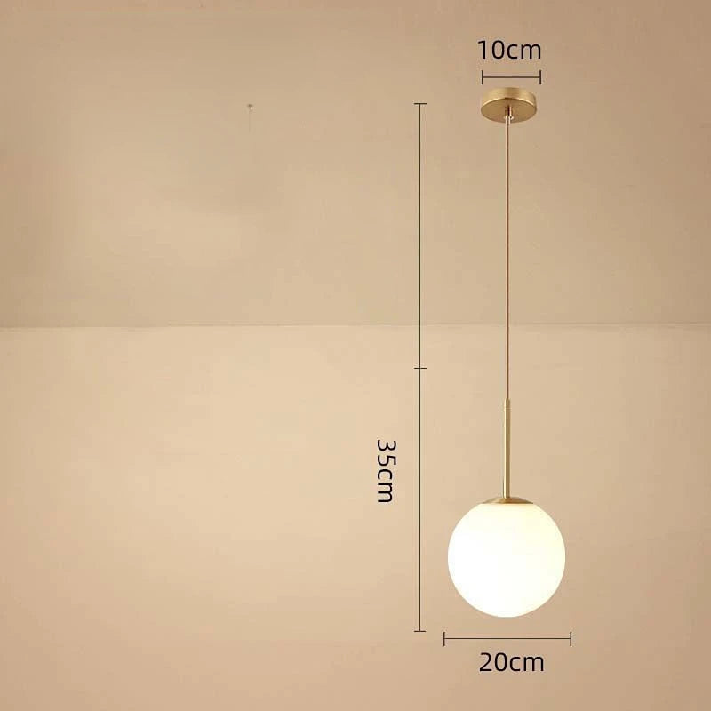 suspension lumineuse moderne or blanc sphérique mat câble suspendu minimaliste chambre restaurant