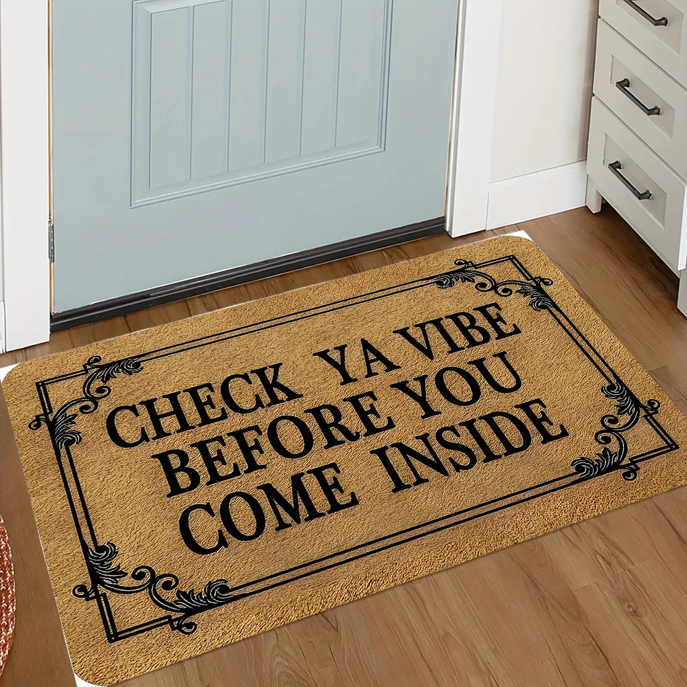 tapis d'entrée moderne humoristique welcome madafakas chat noir check vibeintérieur