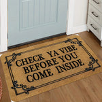 tapis d'entrée moderne humoristique welcome madafakas chat noir check vibeintérieur