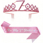 couronne anniversaire strass dorés ruban rose texte princesse fête cadeau favoris numéro anniversaire