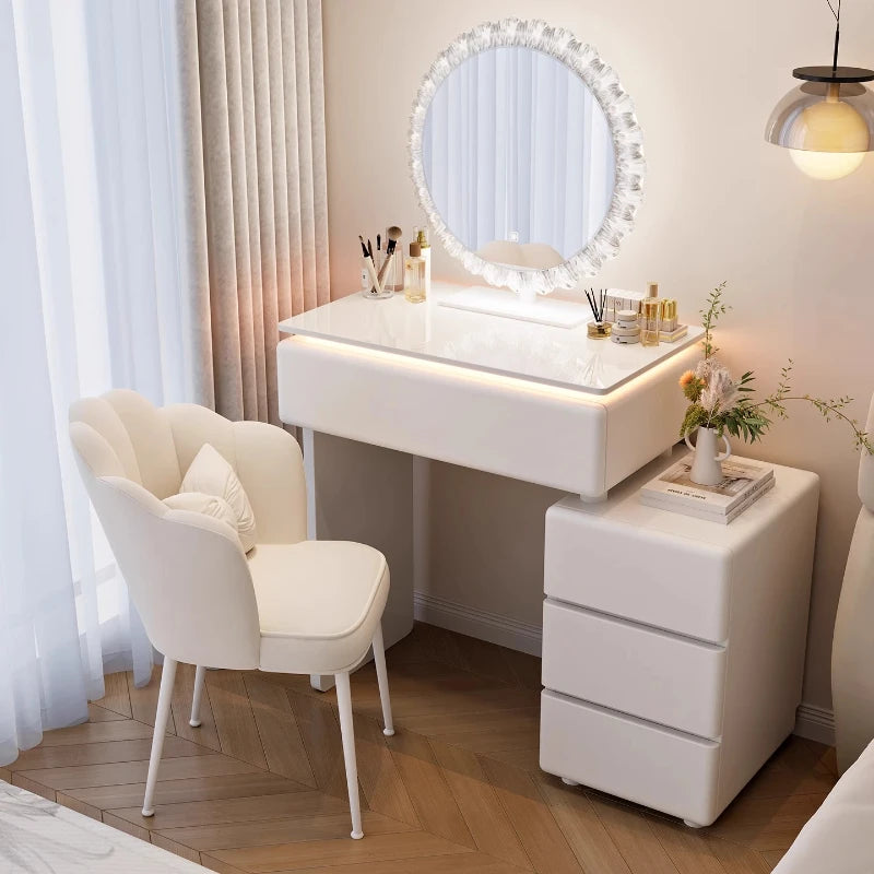 coffre blanc moderne tiroirs miroir maquillage étagère accessoires INCLUDED FOR CLARITY: This title strictly