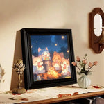 tableau peindre numeros dessin animé chatons mignons fleurs ciel feu peinture pinceaux tubes enfants