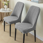 housse chaise gris rose motif géométrique moderne adhésif élastique polyester coton