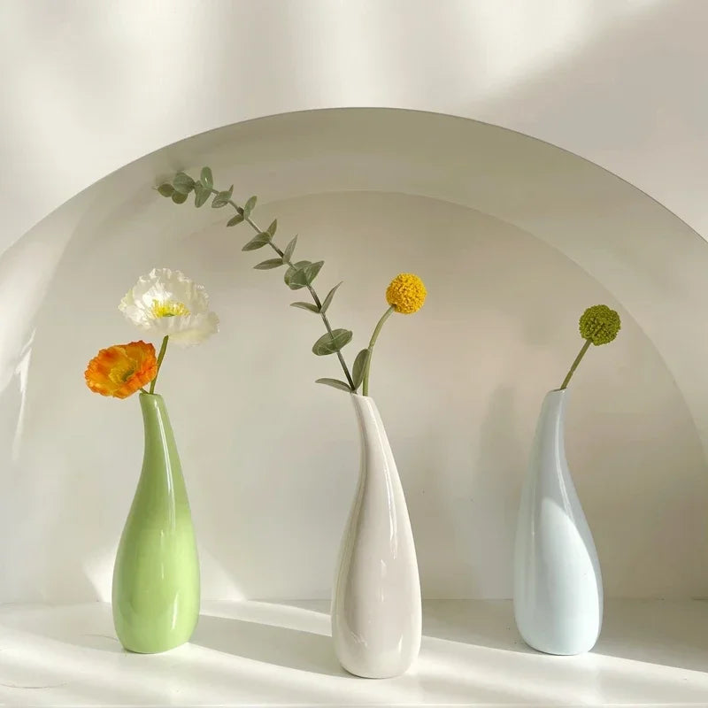 vase céramique moderne vert clair blanc bleu clair uni opacité table decoration