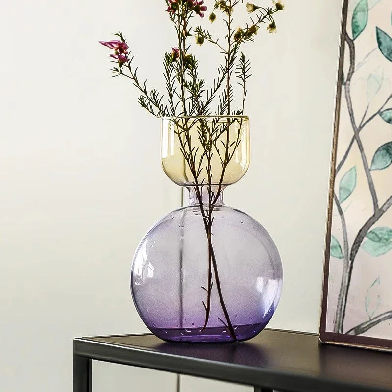 vase verre rose violet moderne décoration maison fleurs séchées minimaliste table ornement