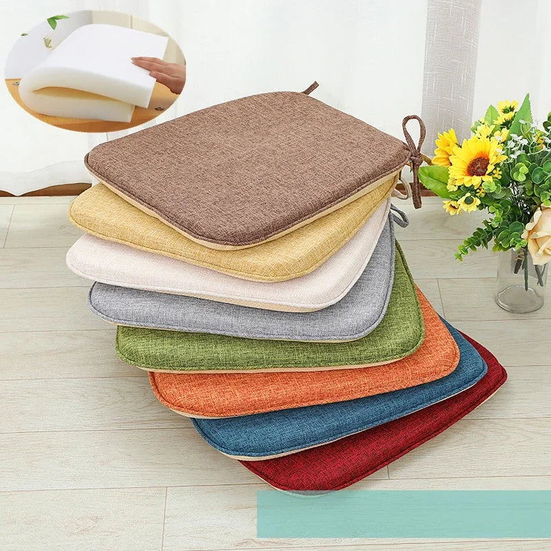 coussin chaise mousse mémoire forme carrée toile lin moderne ruban fixation coloris variés