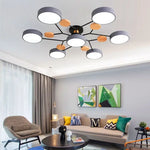 lampe suspension moderne noir bois gris vert circulaire relief scandinave