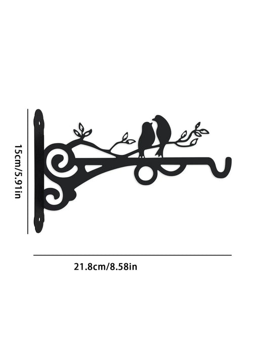 support mural décoratif oiseaux perchés plantes suspendues lanterne rustique extérieur intérieur métal noir résistant