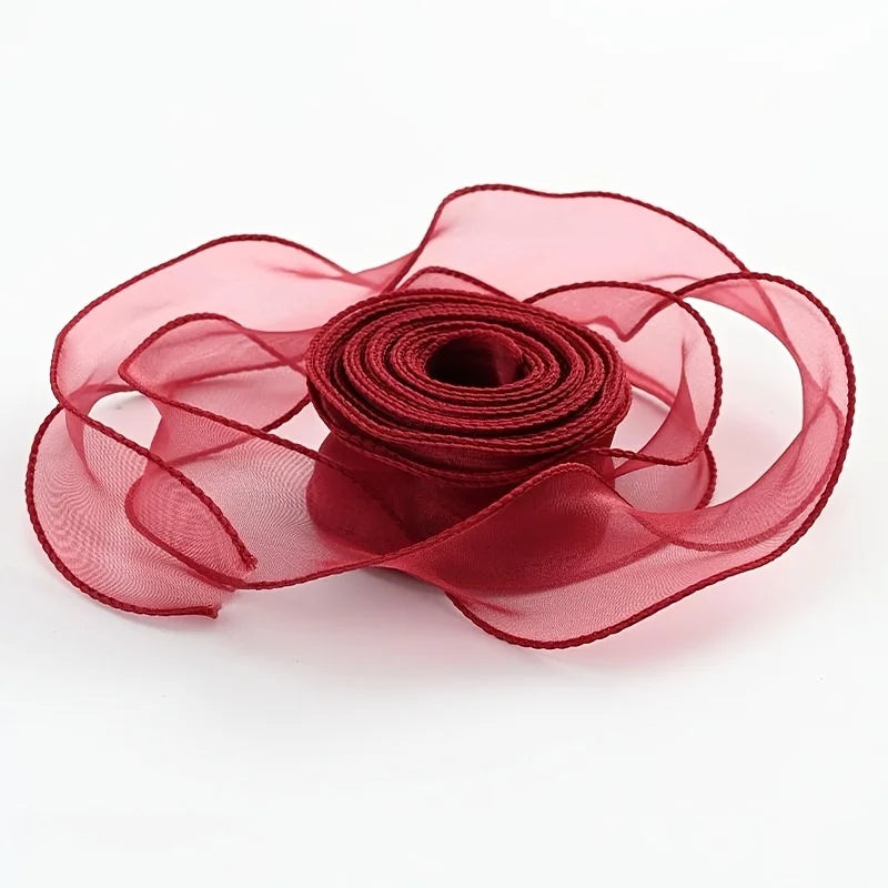 rubans polyester translucides moderne rouge rose beige vert bleu blanc 4cm enroulés decoration cadeaux