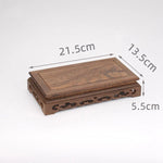 support présentation bois marron foncé figurines moines feng shui artisanal