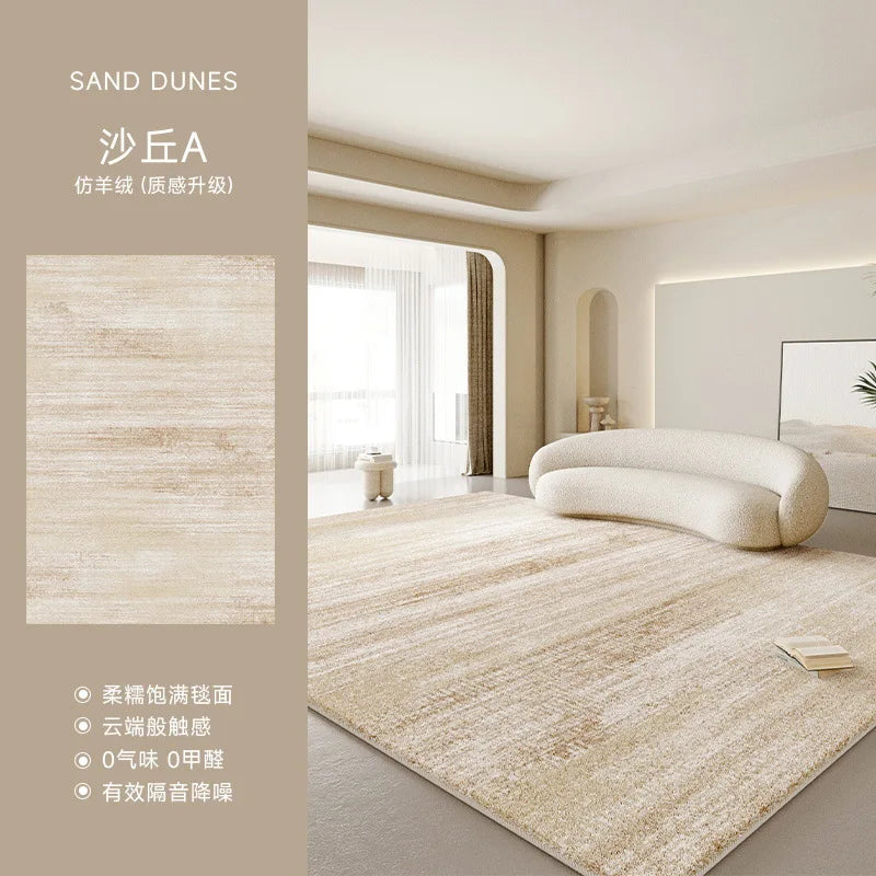 tapis shaggy super doux polyester moderne rectangle beige texture ondulée antidérapant usage maison prière