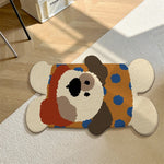 tapis dessin animé multicolore anti dérapant moderne enfants motifs géométriques visage chien polyester