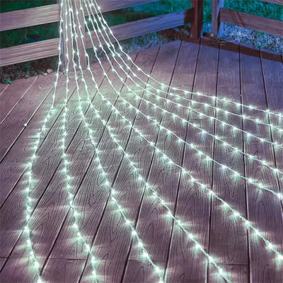 Rideau lumineux LED cascade bleu extérieur noël