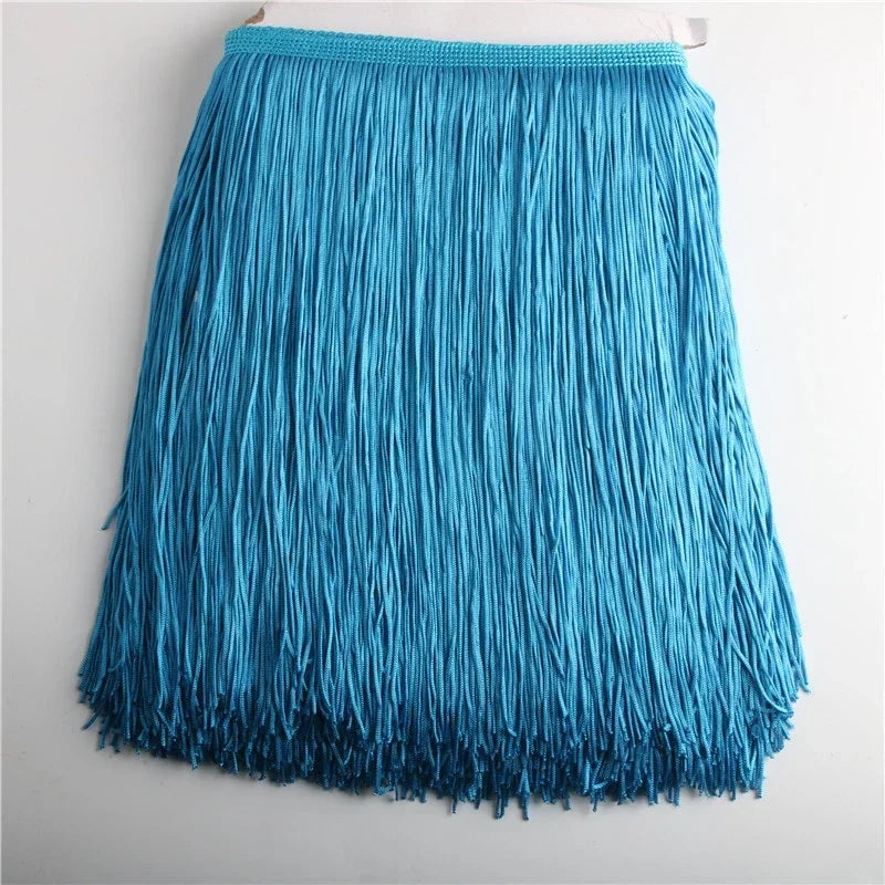 franges dentelle polyester jupe danse latine decoration partie moderne rouge noir vert bleu violet