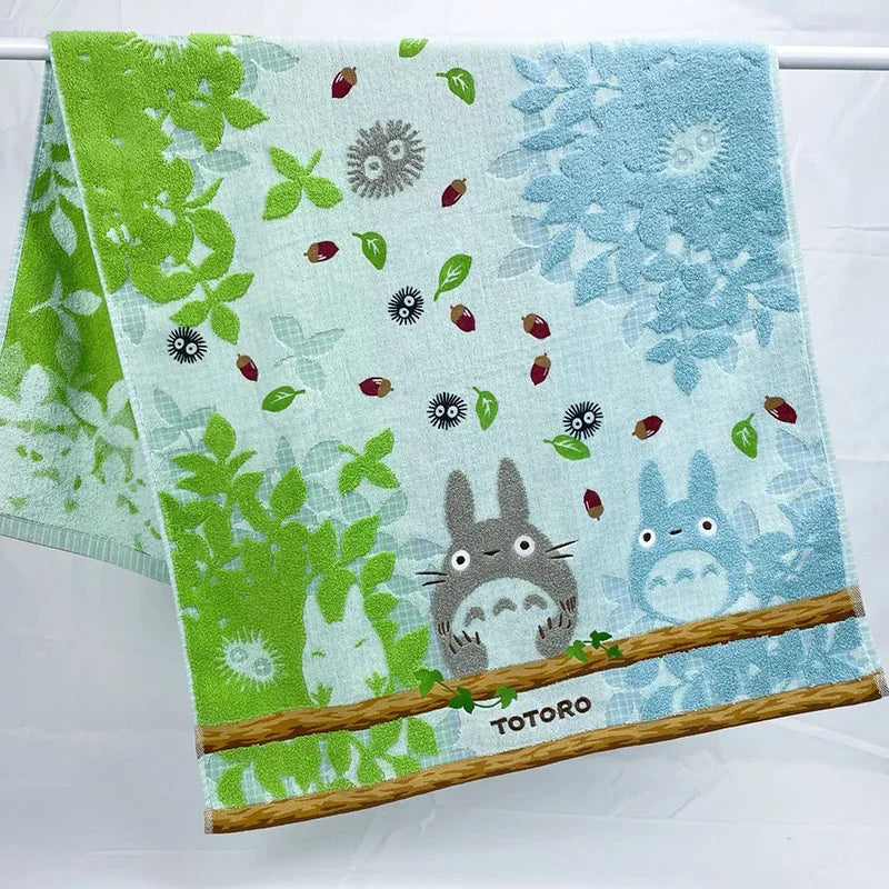 serviette bain plage coton totoro fleurs motifs enfantins vert rouge gris roseclair