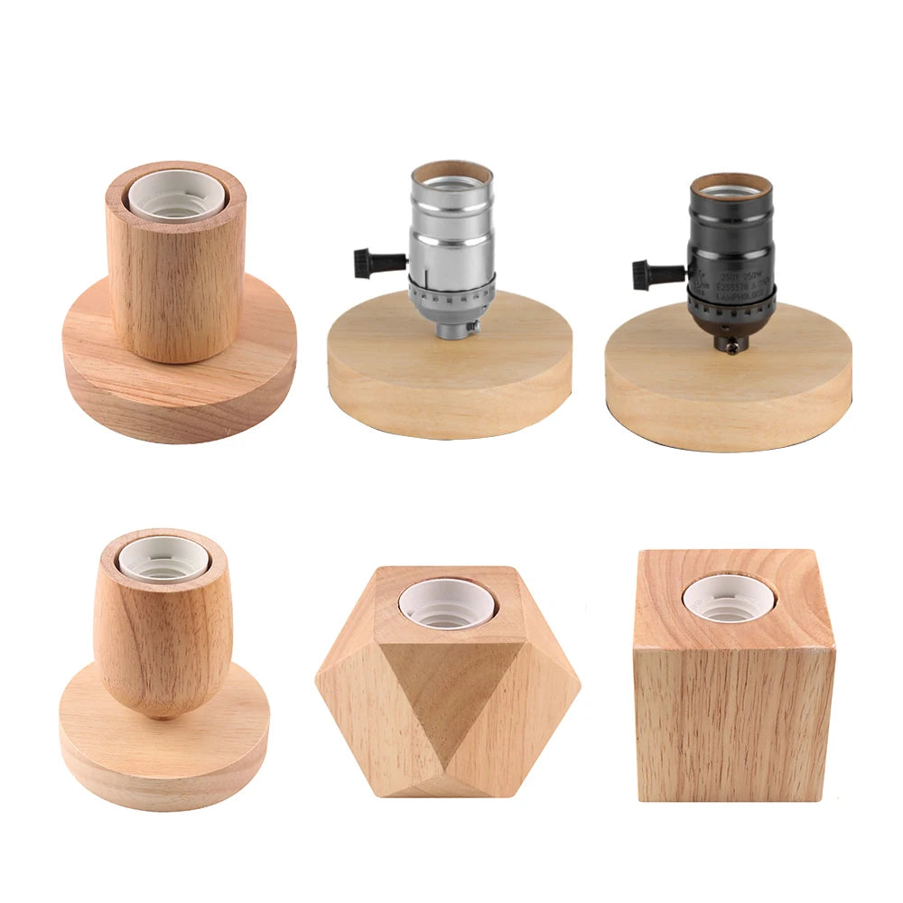 lampe table moderne minimaliste bois naturel noir géométrique câble interrupteur tringleEUR