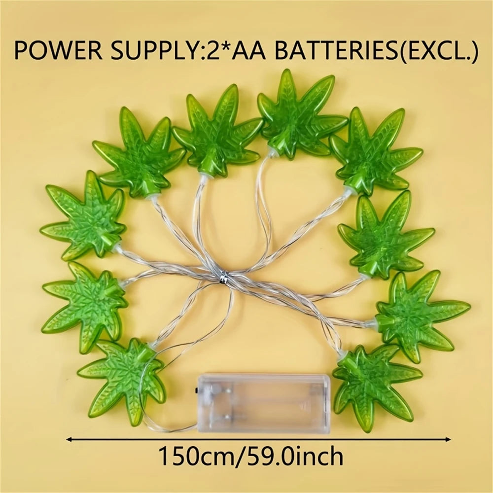 guirlande lumineuse feuilles vertes led 10 diodes 3m batterie anniversaire décoration chambre