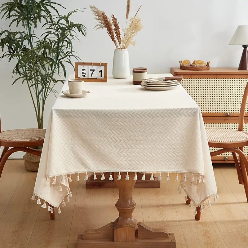 nappe table rétro japonaise beige zigzag blanc extérieur intérieur mariage festivité geometrique