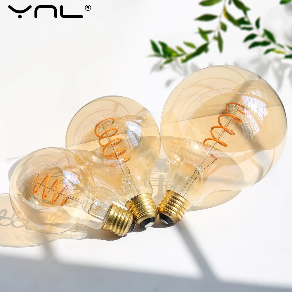 ampoules led transparentes spirale dorée vintage opalescentes rétro filaments e27 4w a60 st64 t45
