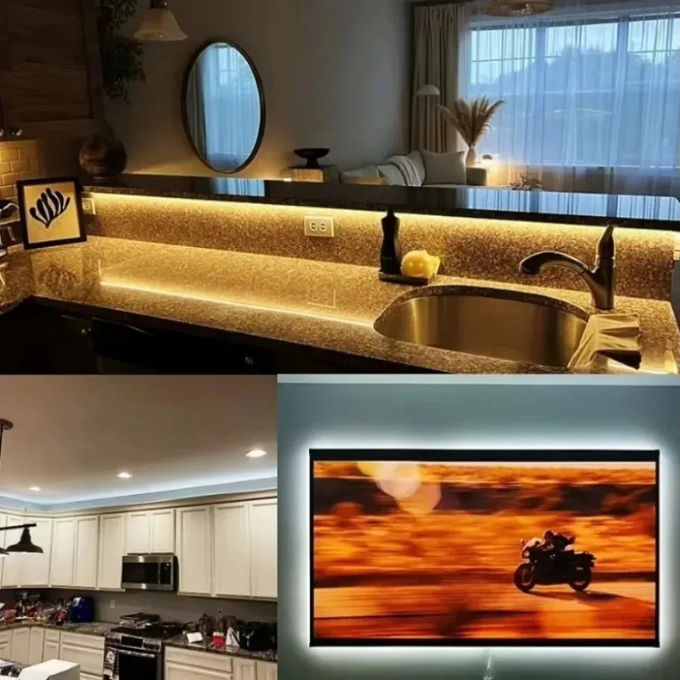 ruban led flexible 320 leds 3000k 4500k 6500k double faced tape décoration diy