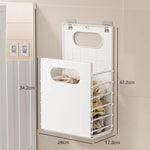 panier rangement pliable blanc moderne vêtements linge salle bain fixations crochets minimaliste
