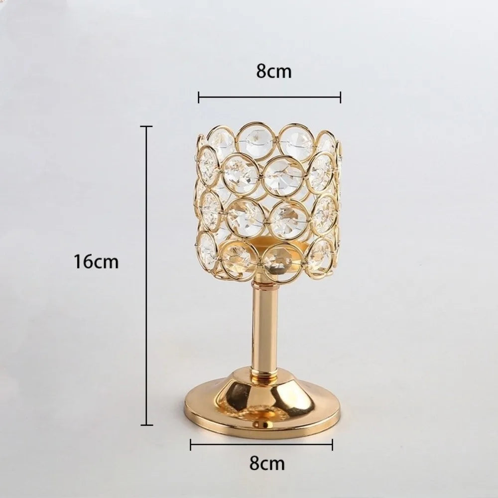 chandelier élégant bougeoir doré cristal transparent décoration maison or galets circulaires