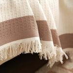 housse canapé grande taille rayures horizontales couverture salon moderne beige gris décorative