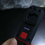 lampe torche rechargeable usb noire rouge crochets rotatifs indicateur charge moderne