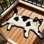 tapis sol antidérapant imperméable chats imprimé noir blanc gris animaux couloir exercice adultes