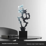 sculpture décorative abstraite moderne bleu clair noir transparent lumière reflétée living room ambiance chambre