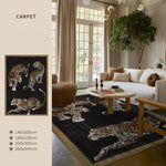 tapis léopard noir moderne tapisserie salon chambre pile désossée polyester PVC