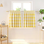 rideau jaune carreaux opacité classique anneaux métalliques fenêtre cuisine moderne polyester