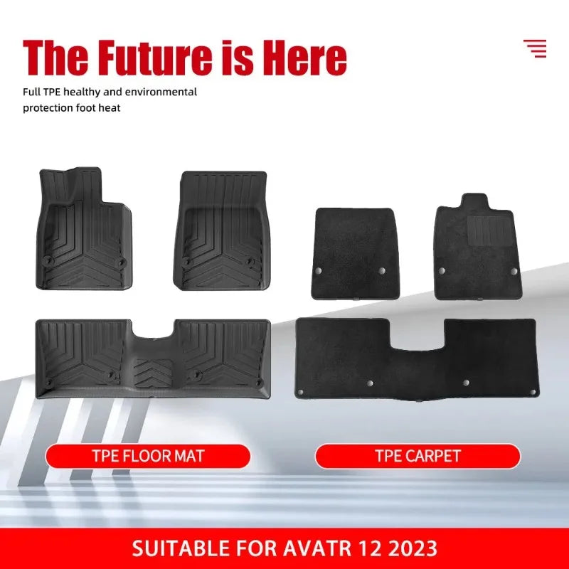 tapis sol voiture noir rayures horizontales moderne waterproof fixations facile nettoyer