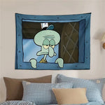 tapisserie bob l'éponge personnages dessin animé bleu vert rose clips decoratif chambre enfant