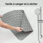 tapis bain moderne 54x54cm texturé ventouses drainage gris clair minimaliste respectueux environnement