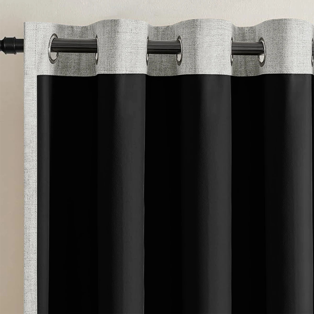rideau texturé lin gris clair opaque moderne tringle minimaliste chambre salon