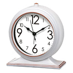 horloge vintage marron foncé cadran blanc aiguilles métalliques alarme quartz rechargeable brillant chambre salon