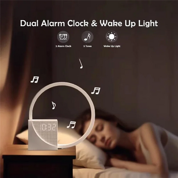 lampe chevet moderne tactile or blanc affichage led snooze réglage luminosité