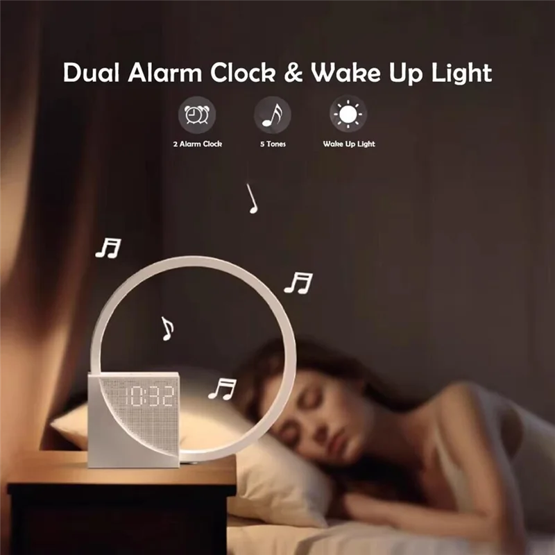 lampe chevet moderne tactile or blanc affichage led snooze réglage luminosité