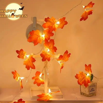 Guirlande lumineuse LED double feuille d'érable rouge