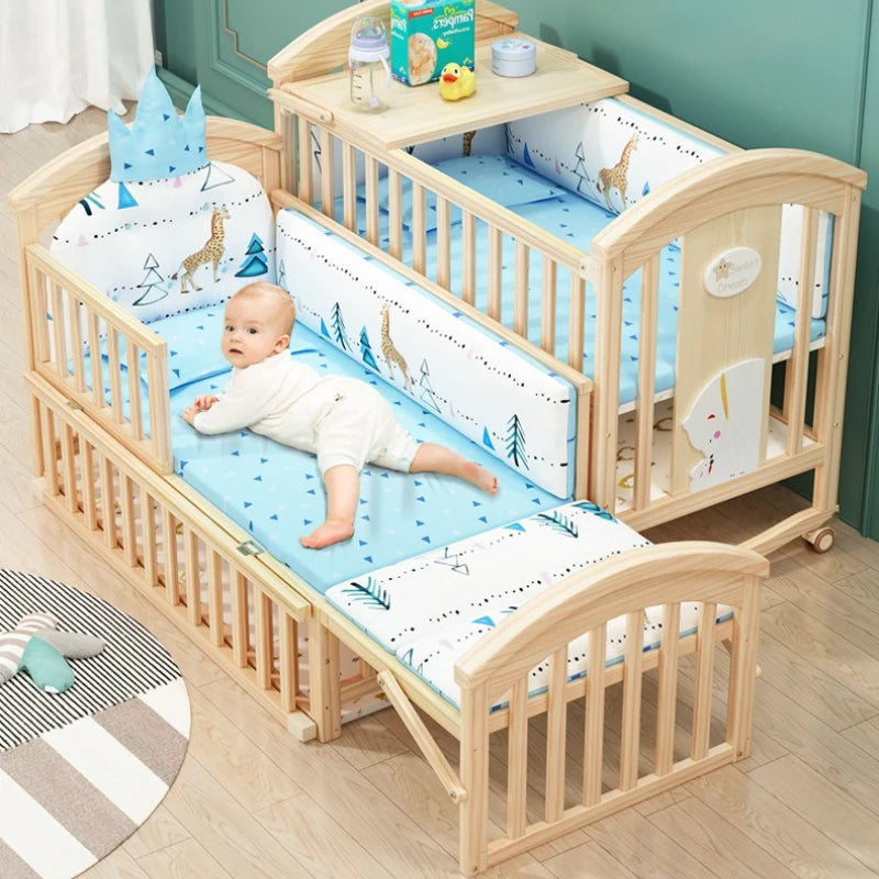 lit bébé multifonctionnel hauteur réglable filet moustiquaire table langer moderne
