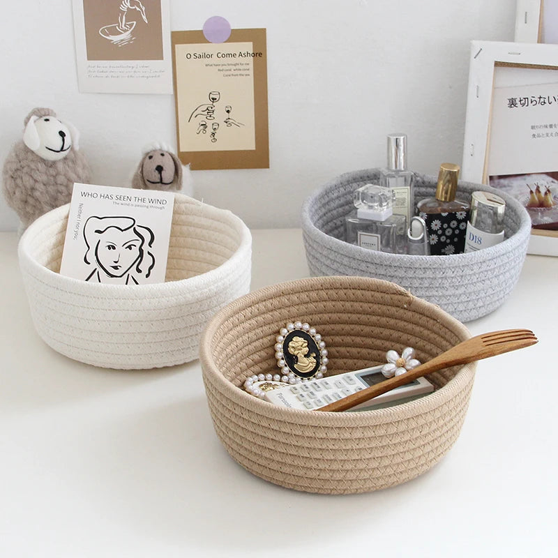 corbeille rangement coton tressé ronde cosmétiques jouets décoration maison moderne