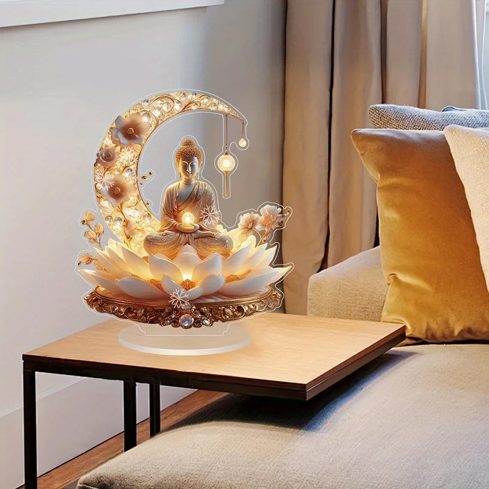 statue bouddha fleurs lotus or blanc artisanal decoratif maison