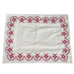 serviettes coton brodé fleurs traditionnelles blanc bleu rouge 37x29cm casa restaurant
