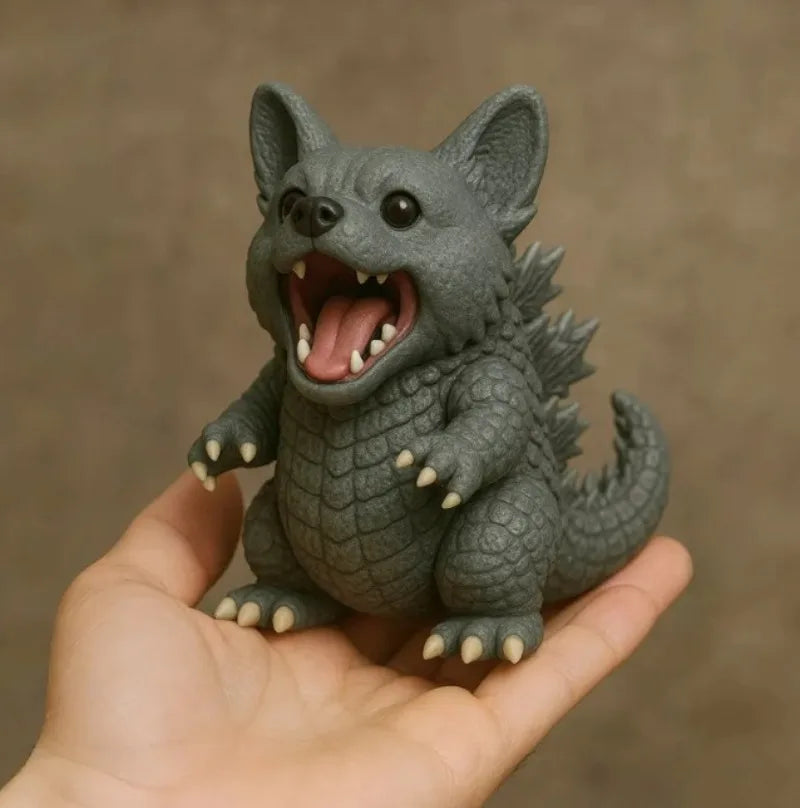 figurine chien monstre résine gris créative ornement maison jardin erotique