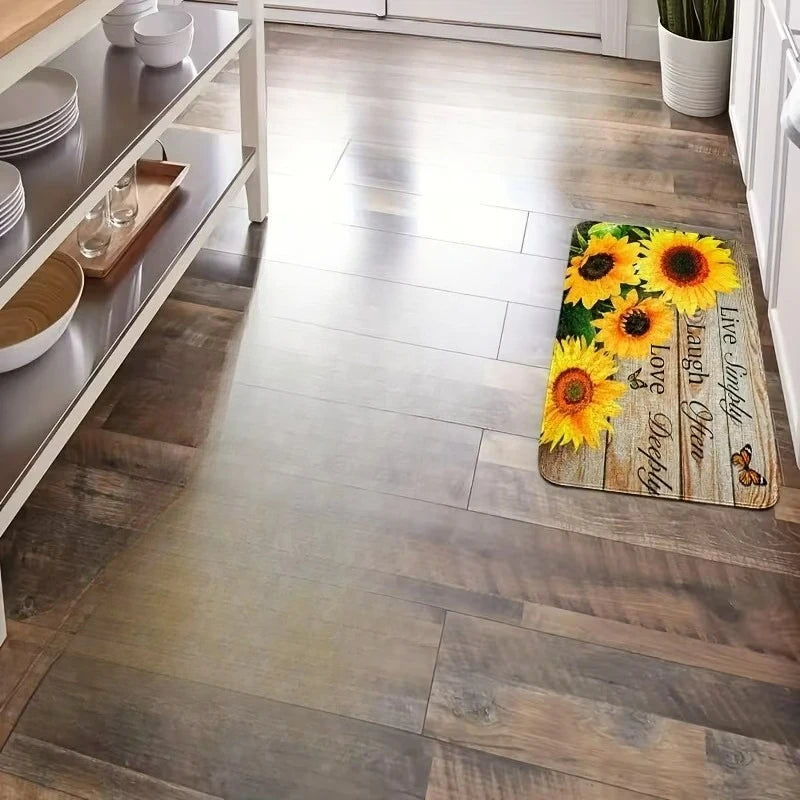 tapis sol extérieur multicolore tournesols rustique adhésif antidérapant fleur vivre simplement rire souvent aimer