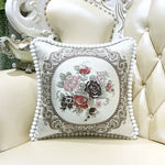 coussin carré brodé fleurs pompons élégant lavable 40x40cm 58x58cm polyester coton