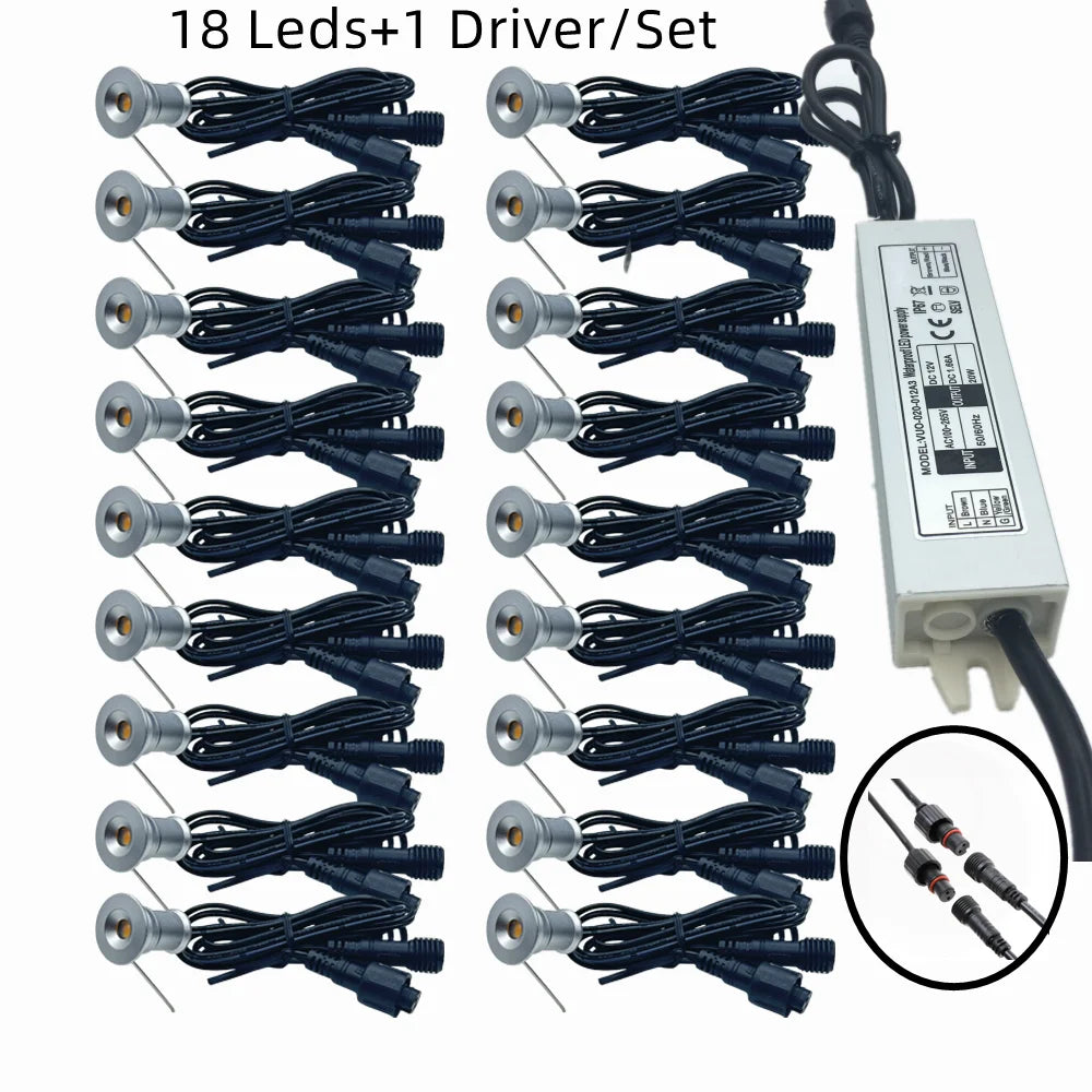lumière led mini extérieure ip67 12v argentée moderne câble étanche